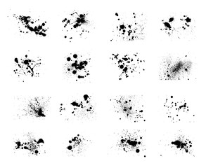 Ink blots, splatter drops set