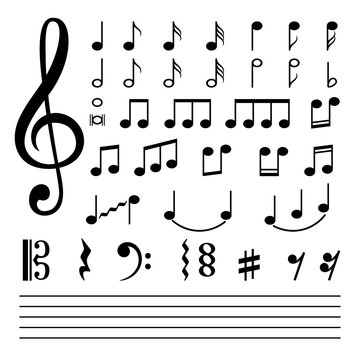 Music notes isolated on white background