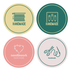 Handmade line vintage logo set