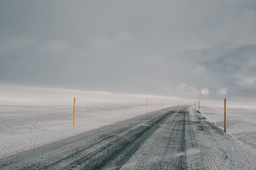 Snow-covered roads of Iceland