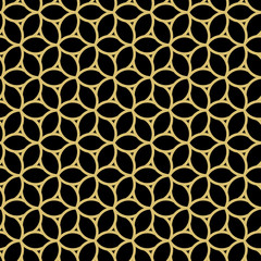 Seamless vector ornament. Modern black and gold background. Geometric modern pattern