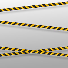 Black and yellow caution lines isolated. Realistic warning tapes. Danger signs. Vector background.