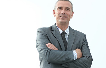 closeup portrait of confident businessman in shirt and tie