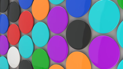 Blank colorful badges on black background