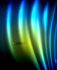 Neon glowing techno lines, hi-tech futuristic abstract background template with square shapes