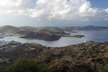 Fototapeta na wymiar A panorama view of the island Patmos, Greece in summer time