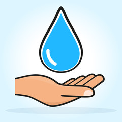 hand and water drop concept