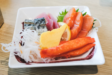 Sashimi on the plate, japanese food.