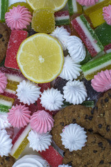 Fototapeta na wymiar marmalade, cookies,marshmallows, close-up, background