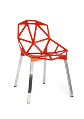 Futuristic Metal Polygon Outdoor Chair Three Quarter View