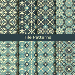 set of ten seamless vector vintage elegant tile pattern with floral ornamentation. design for interior, packaging, textile