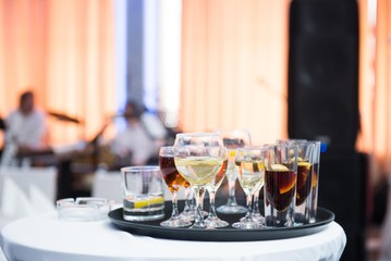 alcohol drinks in glasses