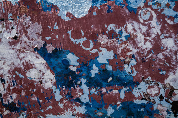 Old Blue and Red Cracked Wall Background