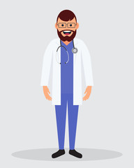 Vector illustration of a smiling doctor with stethoscope