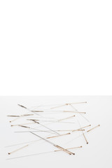 Silver needles for traditional Chinese acupuncture medicine.