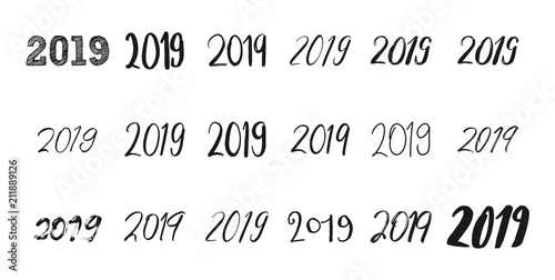 typography set with calligraphy