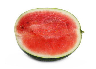 Fresh watermelon sliced in half isolated on white background