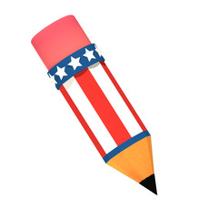  President's Day Pencil on isolated white background - 3D Illustration