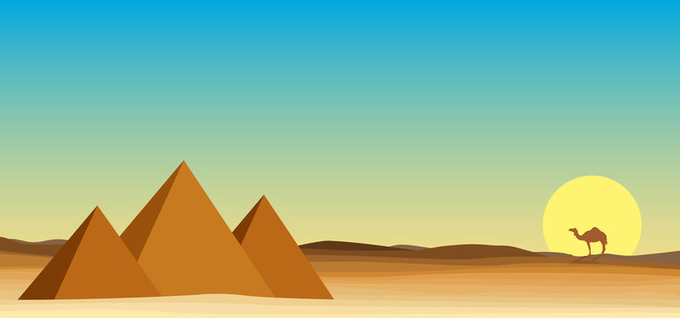 egypt landscape desert with pyramid 