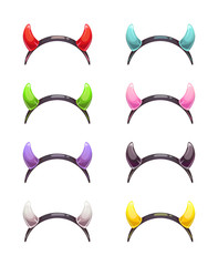 Colorful evil horns head gear.