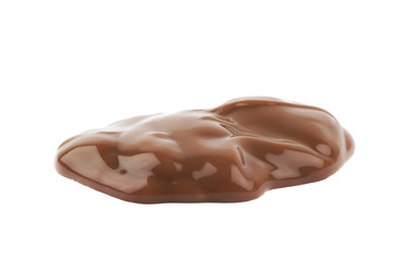 Puddle of chocolate pudding isolated