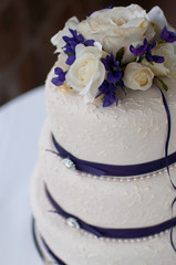 Detail of a multi tiered wedding cake