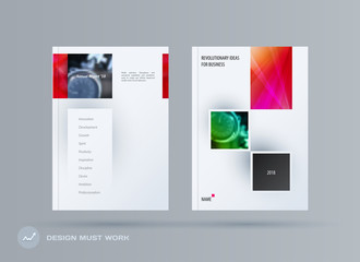 Brochure design rectangular template. Colourful modern abstract set, annual report with shapes for branding.