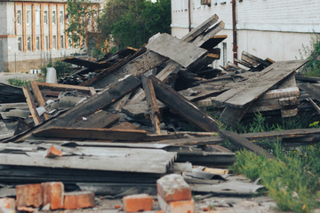 Fototapeta premium Pile of construction debris in a dump