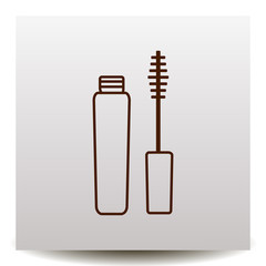 mascara line vector icon on a realistic paper background with shadow