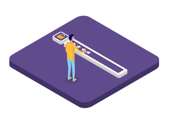 Data Access, Password isometric concept. Login form on screen. Vector illustration.
