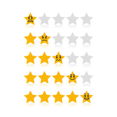 Rating stars for customer satisfaction with funny different emotions. Easy to use for your website or presentation.
