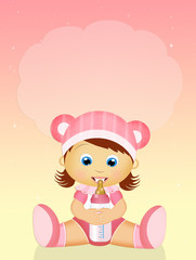 baby girl with baby bottle