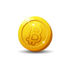 Bitcoin sign isolated on white background.