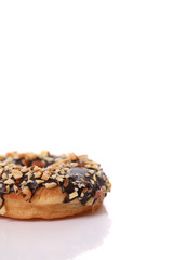 Chocolate and almond Donut isolated on white background