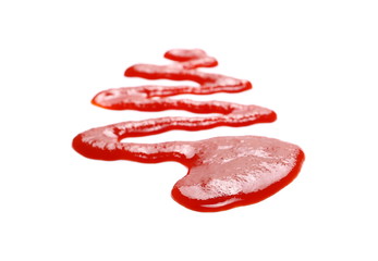 Tomato sauce, ketchup spreading isolated on white background