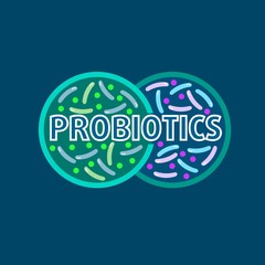 Probiotics logo. Concept of healthy nutrition ingredient for therapeutic purposes. simple flat style trend modern logotype graphic design isolated on white background