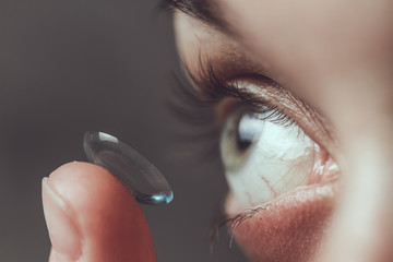 Contact lens and eye close-up