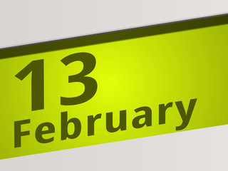 Date 13 February green Display Symbol