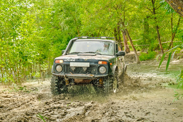 car sport off-road truck participates in the competition for dirt and sand