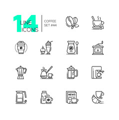 Coffee set - line design style icons