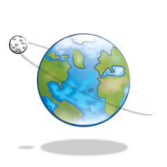 earth and the moon orbiting