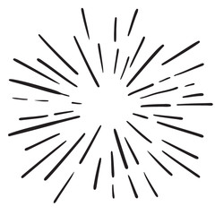 Vintage Hand Drawn Design Element Fireworks Black Rays