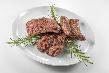 Dish with grilled sausages