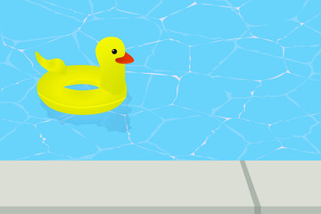 Duckling float in a pool in summer.
