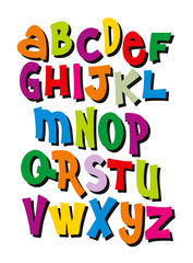 Bright cartoon comic graffiti font. Editable vector alphabet