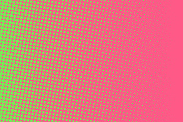 Pink-green halftone background. Digital gradient. Abstract backdrop with circles, point, dots.