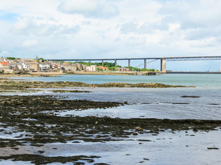 Forth Road Bridge and Firth of Forth. Edinburgh, Scotland, UK