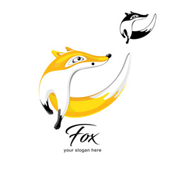 Fox looking away. Vector logo on isolated white background. Logo design template with fox. Vector illustration.