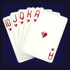 Royal Flush of hearts - playing cards vector illustration