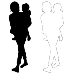 silhouette of mother carrying a child